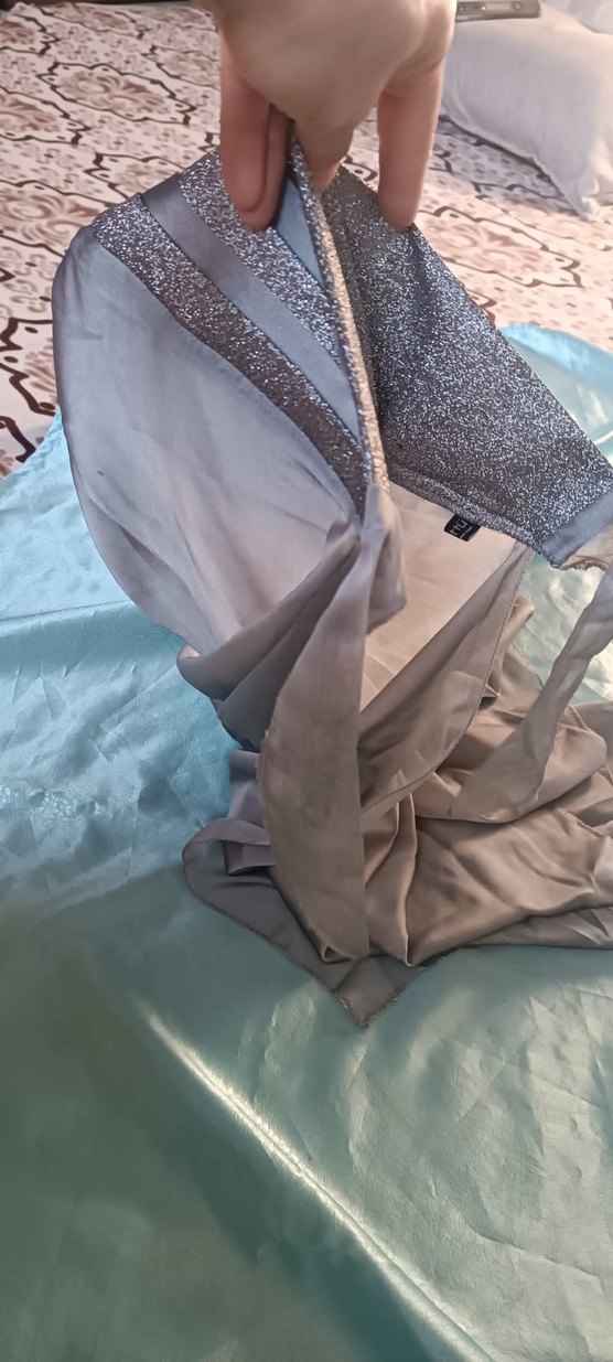 Gri Drapeli Bohem Kadın Şal - Görsel 3