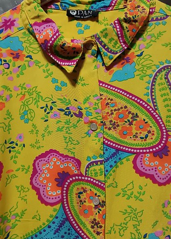 Uzun Kollu Renkli Bohem Desenli Kadın Gömlek - Görsel 2