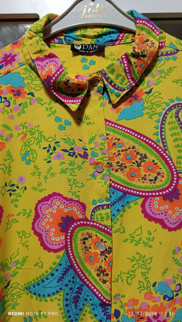 Uzun Kollu Renkli Bohem Desenli Kadın Gömlek - Görsel 2