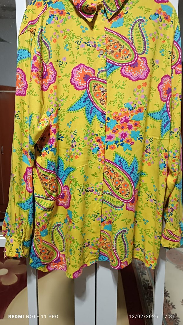 Uzun Kollu Renkli Bohem Desenli Kadın Gömlek - Görsel 3