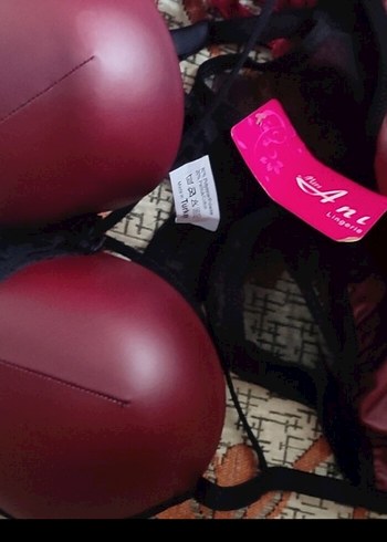 Bordo Gotik Desenli Midi Sütyen - Görsel 2