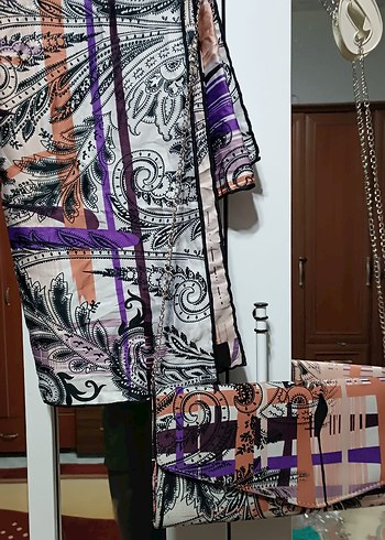 Zincir Detaylı Mor Kadın Clutch Çanta - Görsel 4