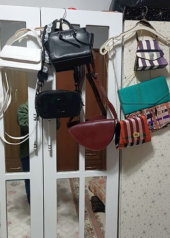 Kadın Çok Renkli Deri Desenli Omuz Çantası - Görsel 6