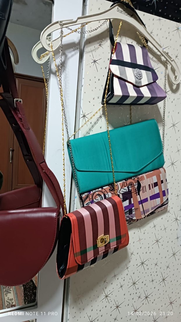 Kadın Çok Renkli Deri Desenli Omuz Çantası - Görsel 3