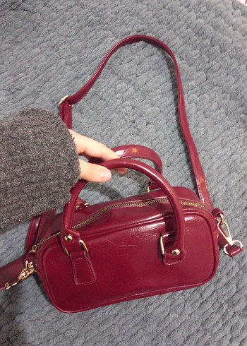 Bordo Deri Kadın Omuz Çantası - Görsel 2