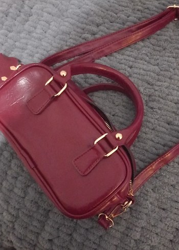 Bordo Deri Kadın Omuz Çantası - Görsel 5