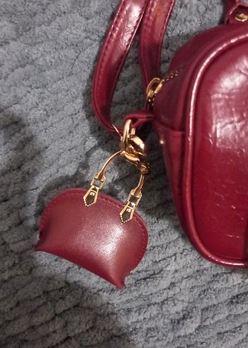 Bordo Deri Kadın Omuz Çantası - Görsel 3