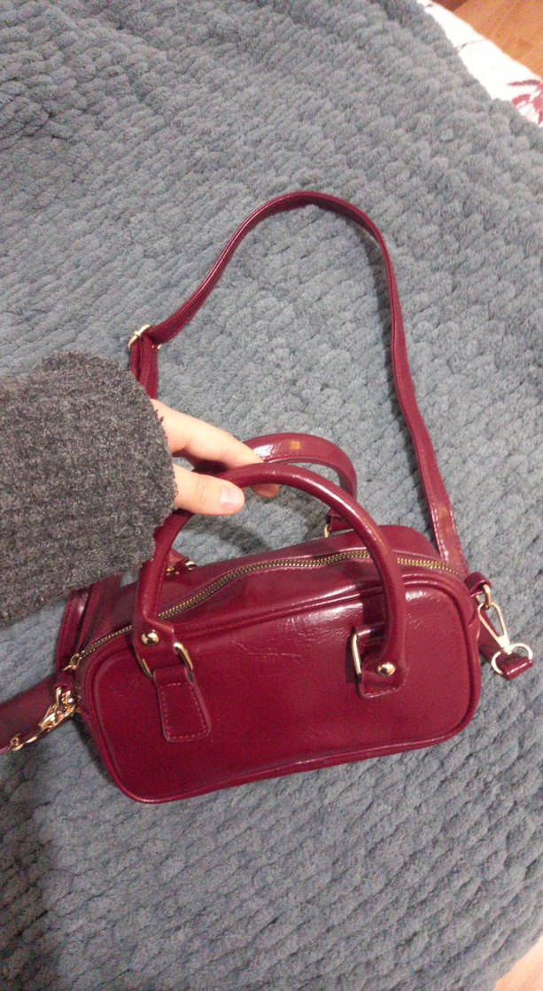 Bordo Deri Kadın Omuz Çantası - Görsel 2