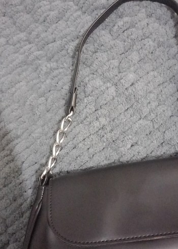 Siyah Deri Tokalı Kadın Omuz Çantası - Görsel 3