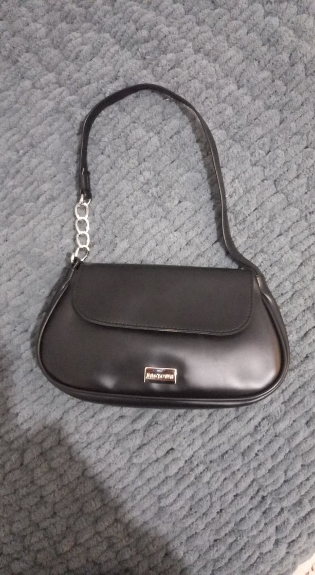 Siyah Deri Tokalı Kadın Omuz Çantası - Görsel 5