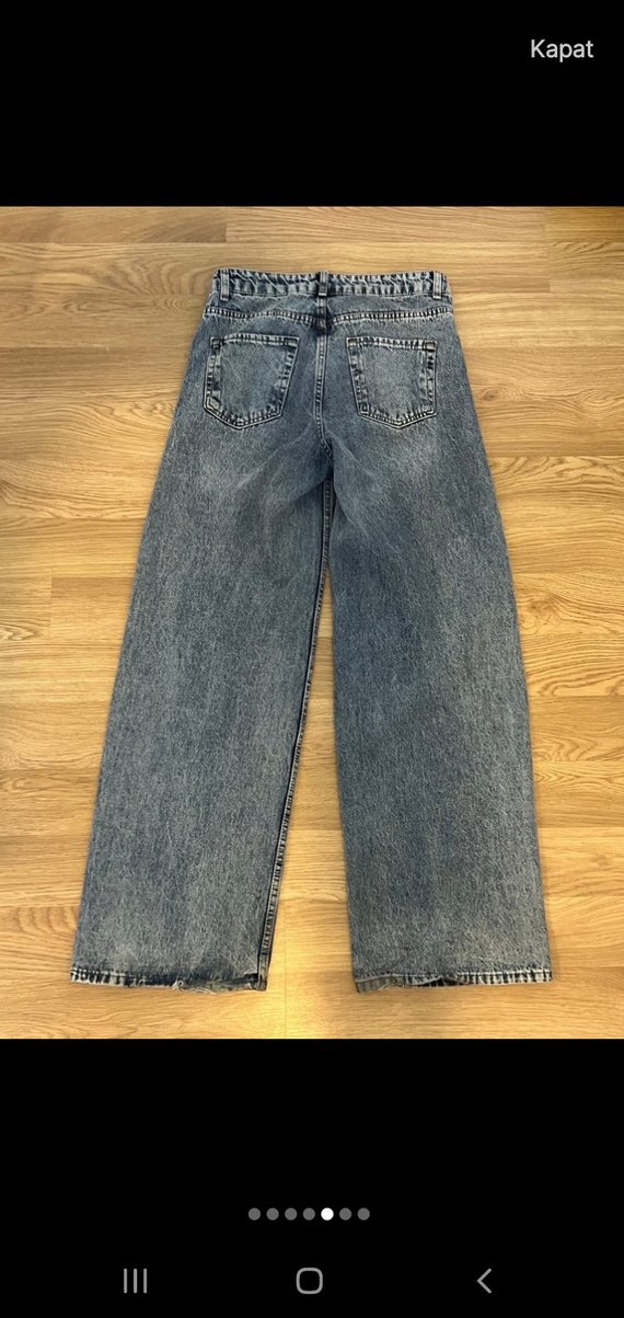 Gri Bej Kadın Kot Pantolon Midi Boy - Görsel 5