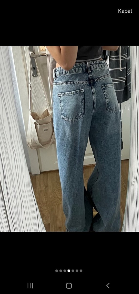 Gri Bej Kadın Kot Pantolon Midi Boy - Görsel 4