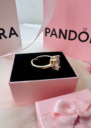 Pandora Gold Damla Kesim Tektaş Yüzük - Görsel 5