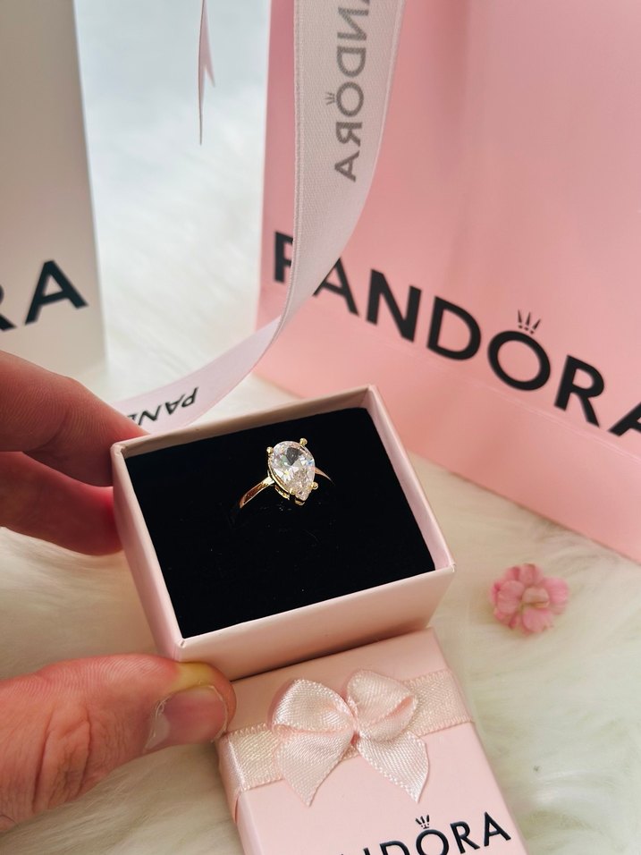 Pandora Gold Damla Kesim Tektaş Yüzük - Görsel 2