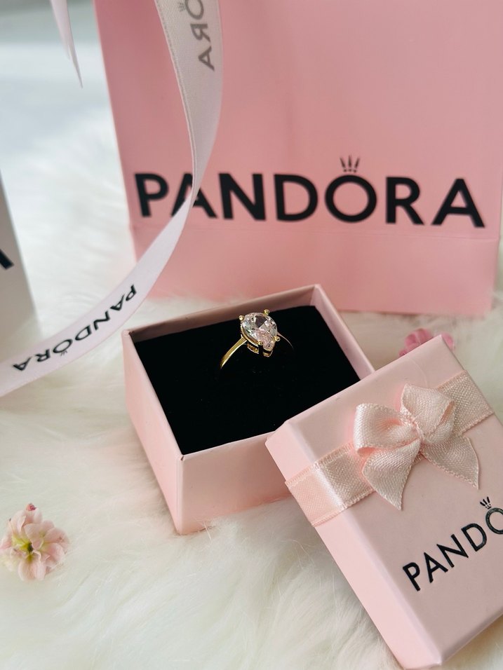 Pandora Gold Damla Kesim Tektaş Yüzük - Görsel 3