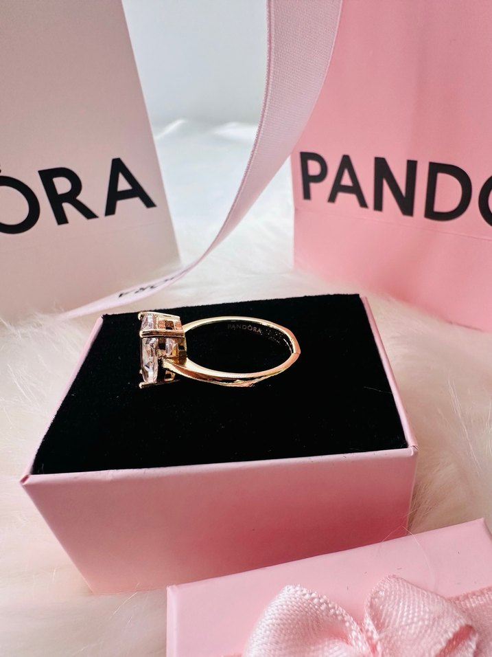 Pandora Gold Damla Kesim Tektaş Yüzük - Görsel 4