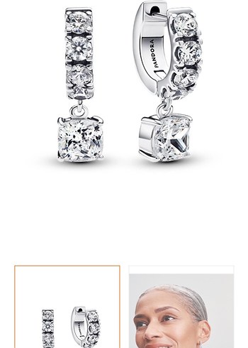 Pandora Pave Sallantılı Halka Küpe - Görsel 6