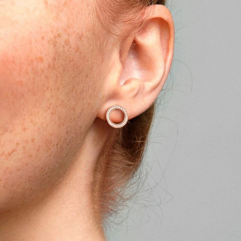 Pandora Işıltılı Yuvarlak Çivi Küpe - Görsel 5