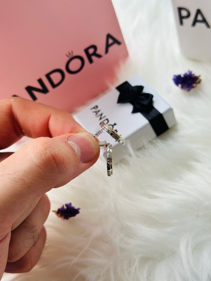 Pandora Işıltılı Yuvarlak Çivi Küpe - Görsel 4