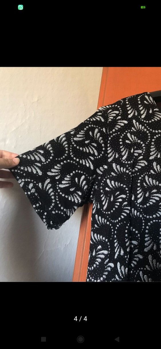 Siyah Baskılı Uzun Kadın Elbise - Görsel 4