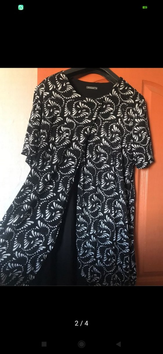 Siyah Baskılı Uzun Kadın Elbise - Görsel 2