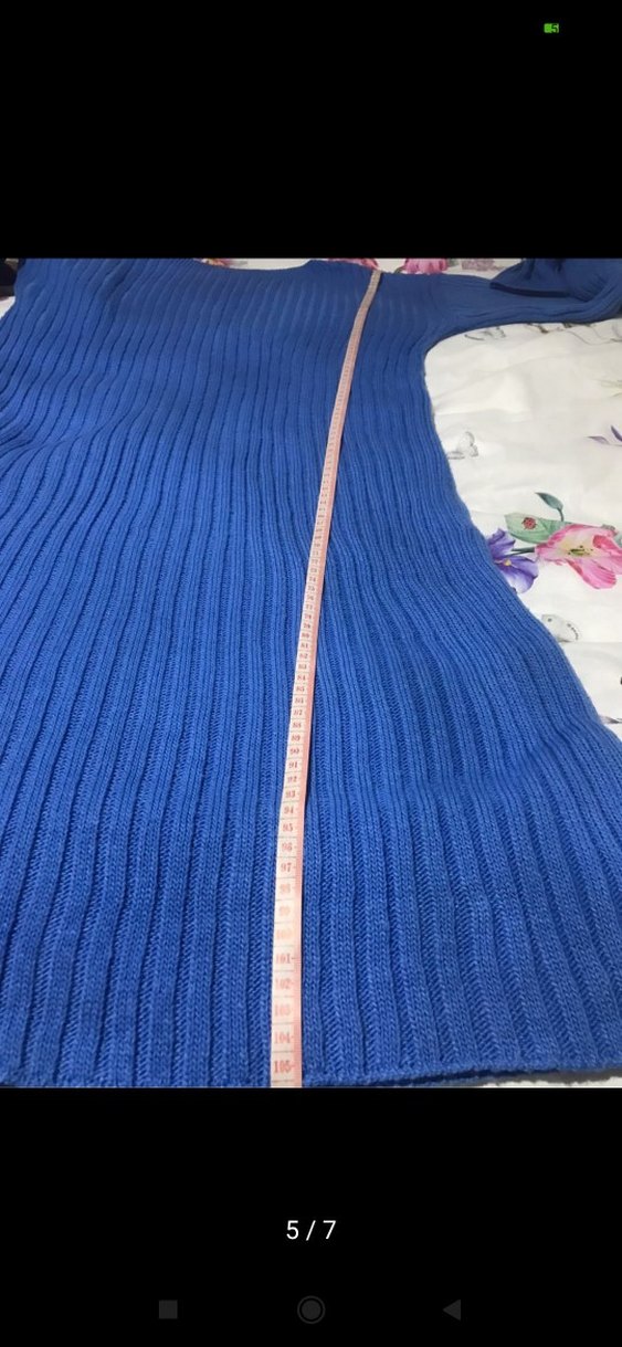 Kadın Mavi Uzun Triko Elbise - Görsel 5