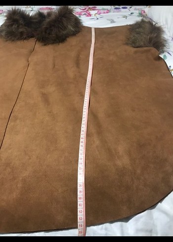 Kahverengi Süet Yakalı Kadın Kürklü Kısa Ceket - Görsel 5