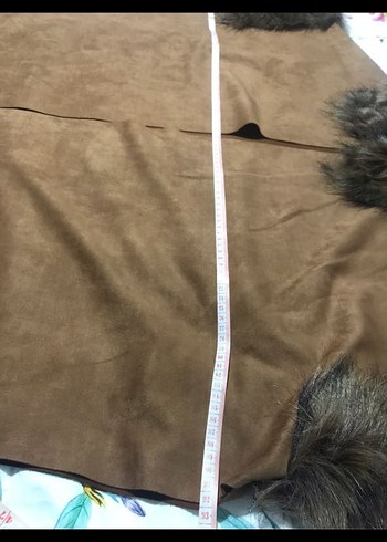 Kahverengi Süet Yakalı Kadın Kürklü Kısa Ceket - Görsel 6