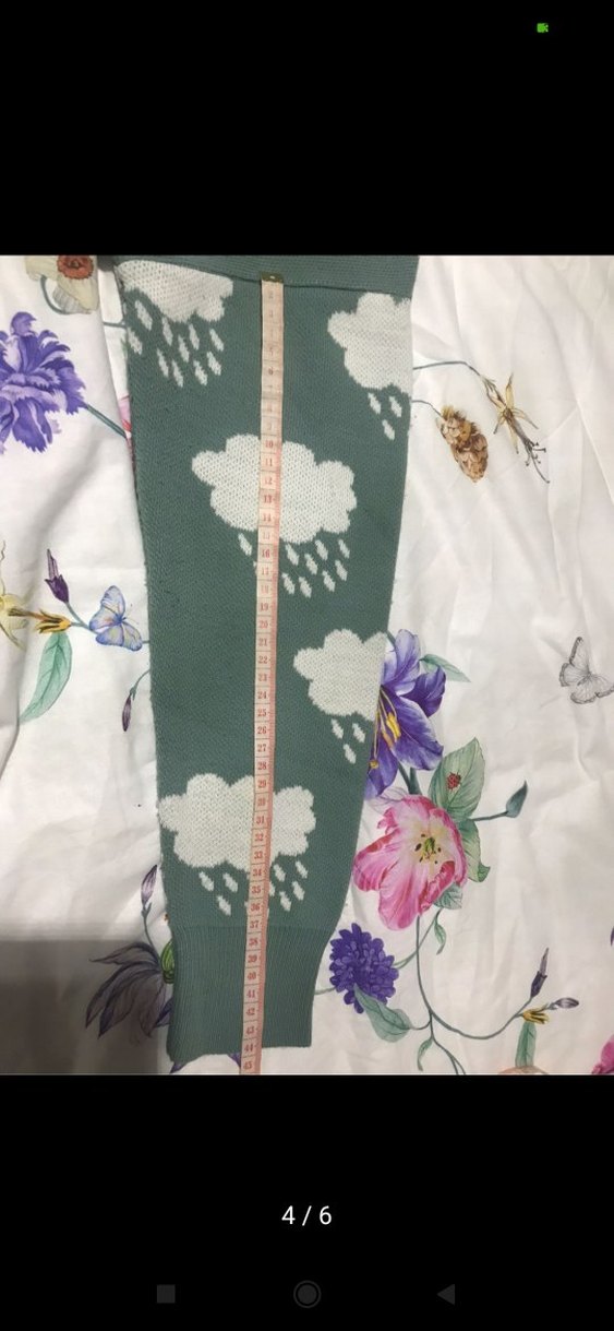 Uzun Kollu Yeşil Bulut Desenli Hırka - Görsel 5