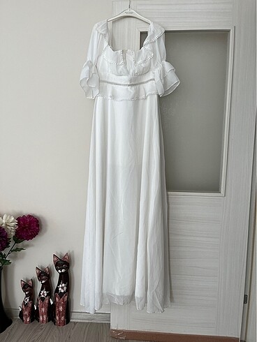 Trendyol & Milla Kadın Bridal Beyaz Uzun Elbise / Dış Çekim Abiye
