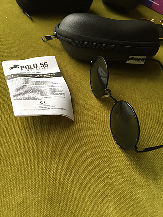 U.S Polo Assn. Yuvarlak siyah güneş gözlüğü