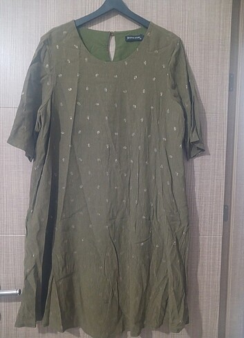 44 Beden Yeşil salaş elbise - büyük bedenler için ideal 