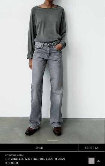 ZARA WIDE-LEG MID-RISE FULL LENGTH JEAN
