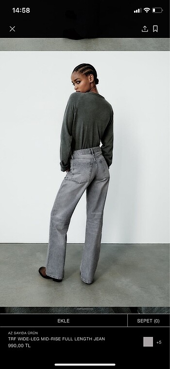34 Beden gri Renk ZARA JEAN