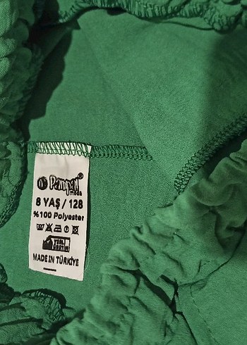 Düğmeli Yeşil Keten çocuk takım - Görsel 5