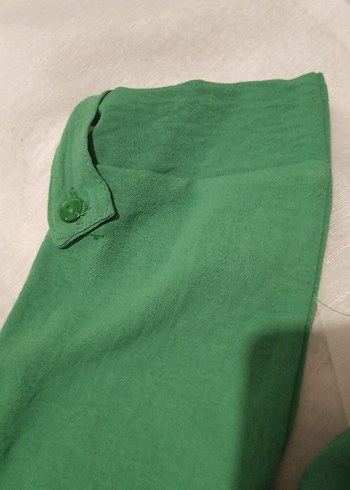 Düğmeli Yeşil Keten çocuk takım - Görsel 3