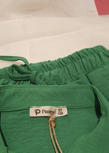 Düğmeli Yeşil Keten çocuk takım - Görsel 9