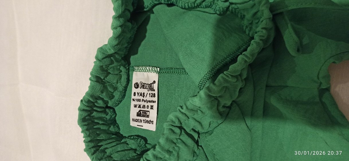 Düğmeli Yeşil Keten çocuk takım - Görsel 5