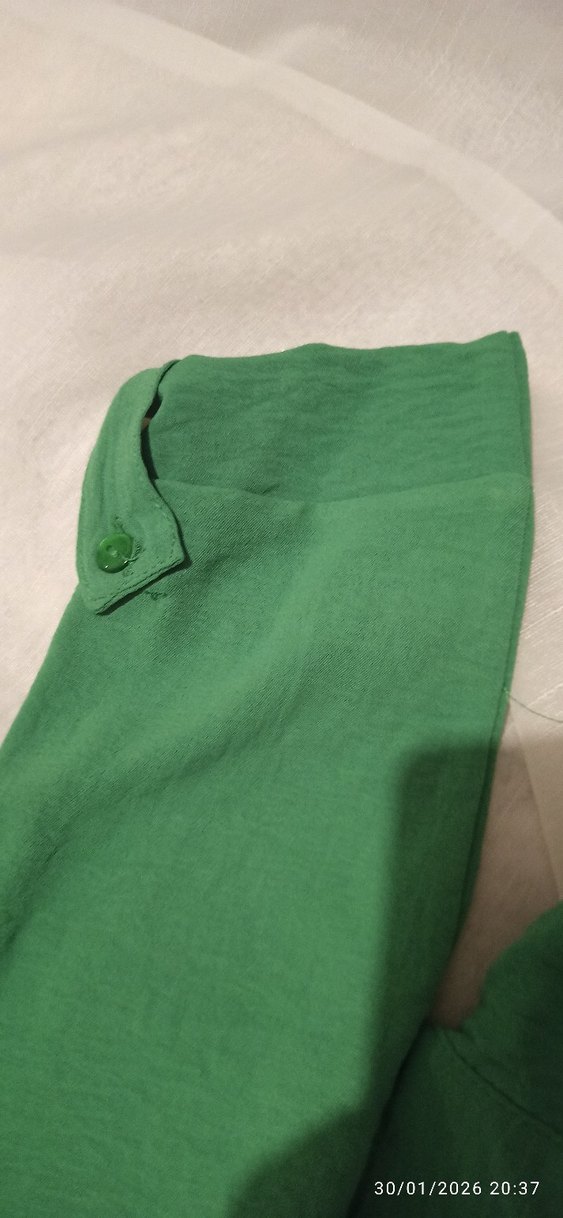 Düğmeli Yeşil Keten çocuk takım - Görsel 3