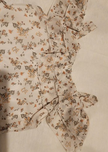 Kız Çocuk Bej Desenli Fırfırlı Elbise - Görsel 4