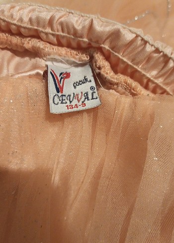 Kız Çocuk Bej Nakışlı Fırfırlı Elbise - Görsel 7