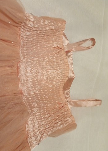 Kız Çocuk Bej Nakışlı Fırfırlı Elbise - Görsel 6