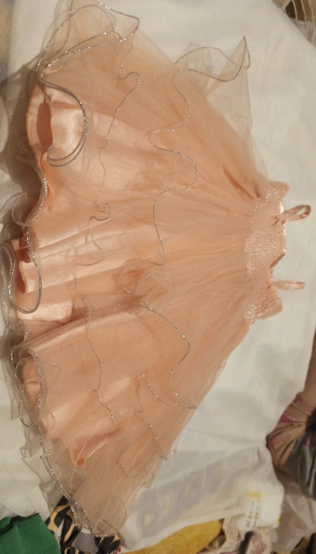 Kız Çocuk Bej Nakışlı Fırfırlı Elbise - Görsel 5