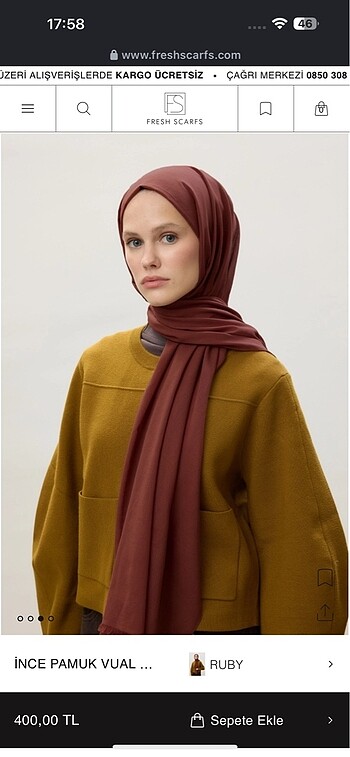 Freshscarfs Pamuk vual şal - Görsel 3