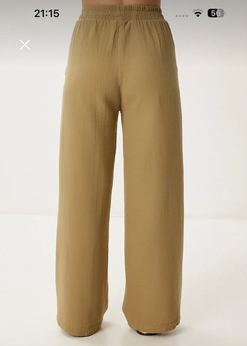 Bej Bol Kesim müslin Kadın Pantolon - Görsel 3