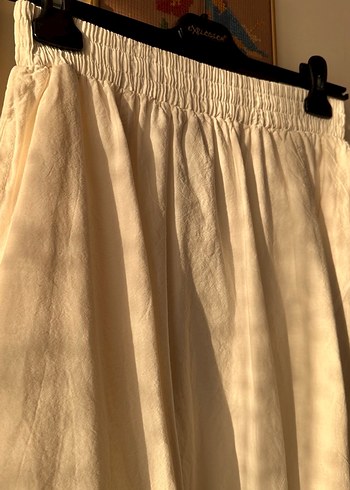 Ekru Uzun Keten Etek - Görsel 3