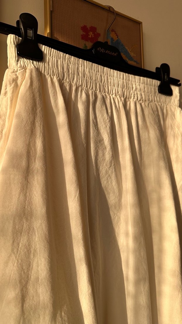 Ekru Uzun Keten Etek - Görsel 3