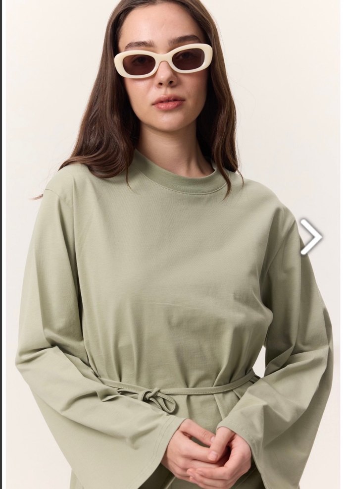 Kadın Bej Midi Uzun Kollu Elbise - Görsel 3