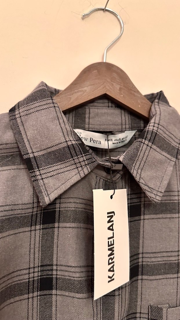 Etiketli Ekose gömlek - Görsel 3