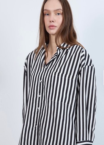 Perry etiketli siyah çizgili gömlek - Görsel 3